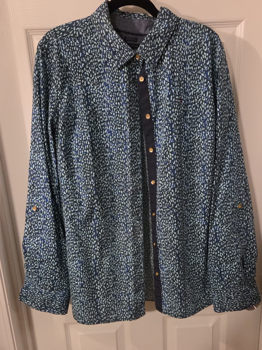Tommy Hilfiger Blue Multicolor Printed Button-Down Shirt